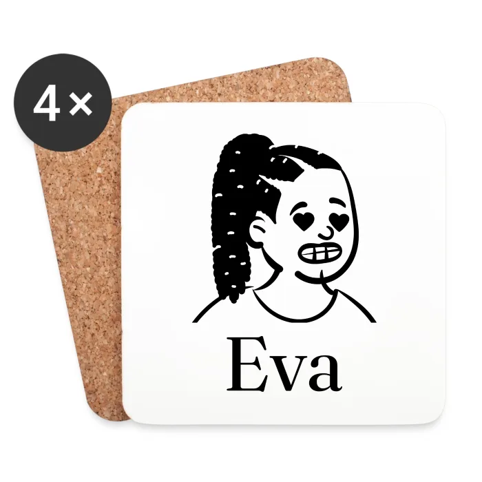 Lot de dessous de verre personnalisés au prénom Eva
