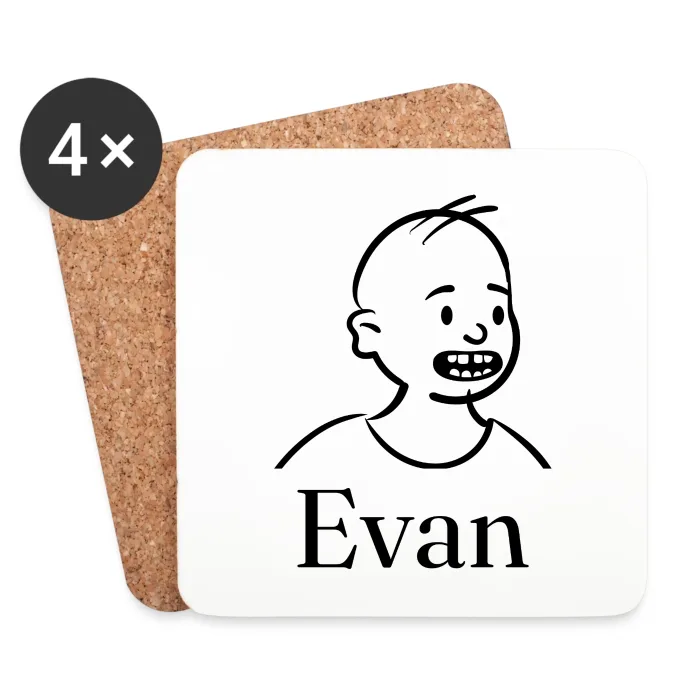 Lot de dessous de verre personnalisés au prénom Evan