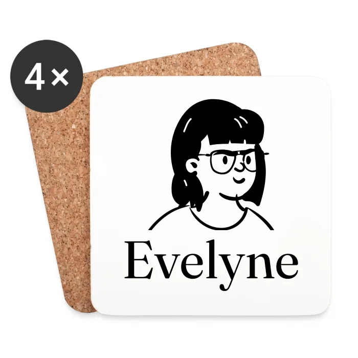 Lot de dessous de verre personnalisés au prénom Evelyne