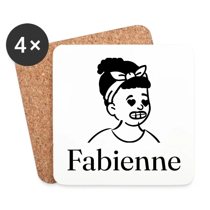 Lot de dessous de verre personnalisés au prénom Fabienne