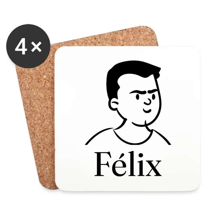 Lot de dessous de verre personnalisés au prénom Félix