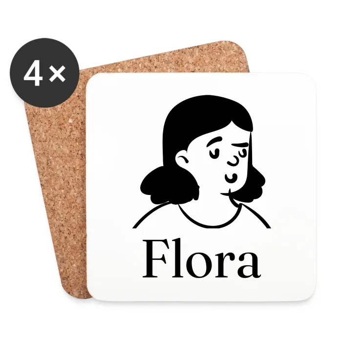 Lot de dessous de verre personnalisés au prénom Flora