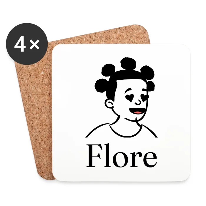 Lot de dessous de verre personnalisés au prénom Flore