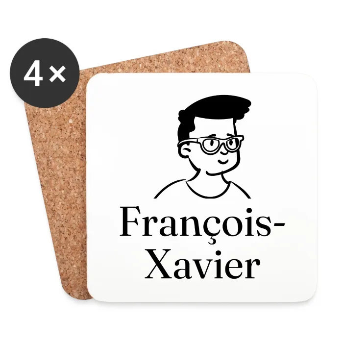 Lot de dessous de verre personnalisés au prénom François-Xavier