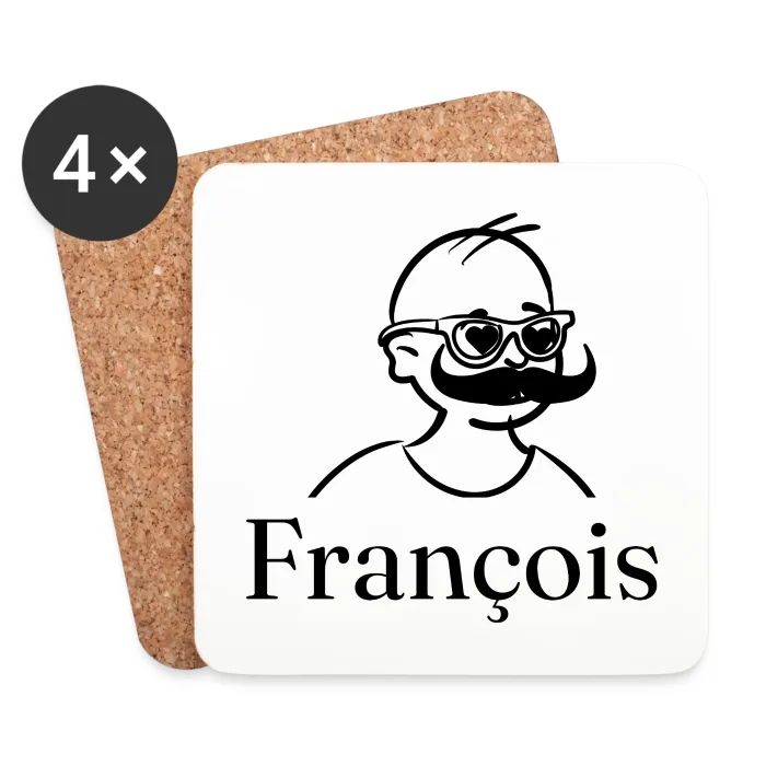Lot de dessous de verre personnalisés au prénom François