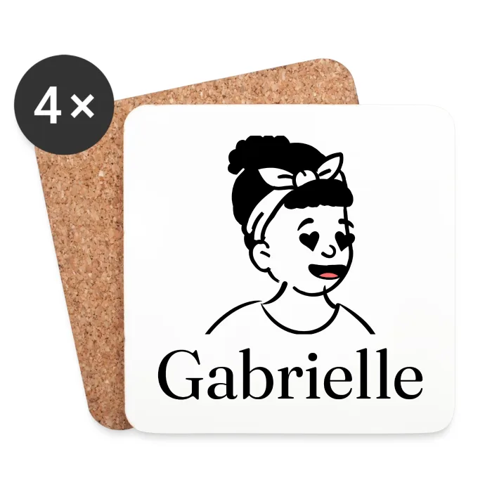Lot de dessous de verre personnalisés au prénom Gabrielle