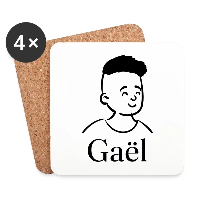 Lot de dessous de verre personnalisés au prénom Gaël
