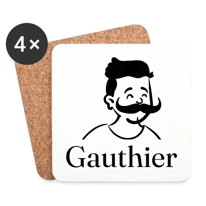 Lot de dessous de verre personnalisés au prénom Gauthier