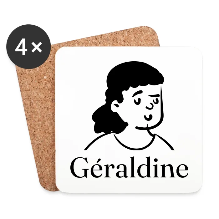 Lot de dessous de verre personnalisés au prénom Géraldine