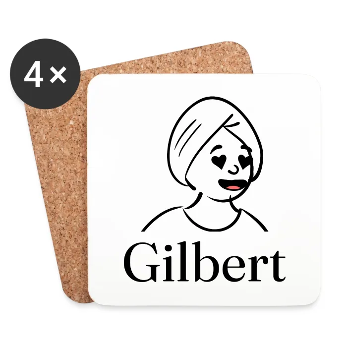 Lot de dessous de verre personnalisés au prénom Gilbert
