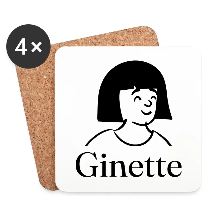 Lot de dessous de verre personnalisés au prénom Ginette