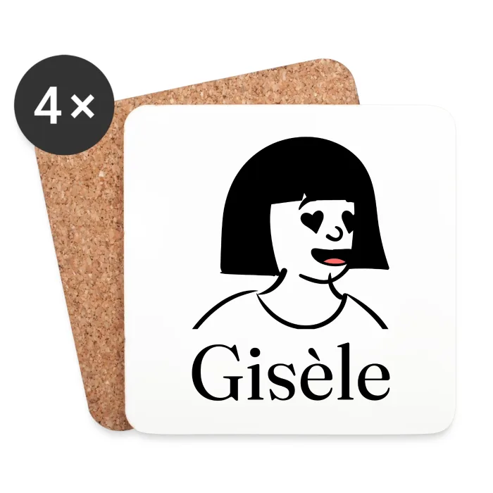Lot de dessous de verre personnalisés au prénom Gisèle