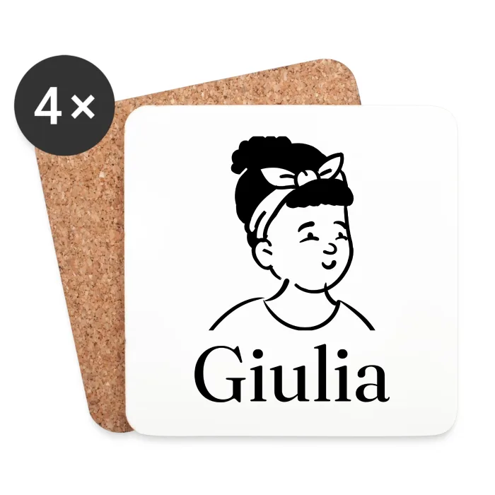 Lot de dessous de verre personnalisés au prénom Giulia