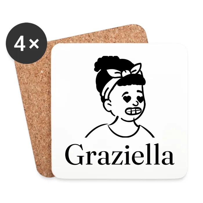 Lot de dessous de verre personnalisés au prénom Graziella