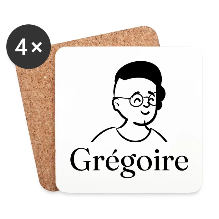 Lot de dessous de verre personnalisés au prénom Grégoire