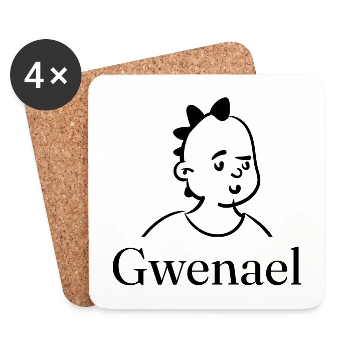 Lot de dessous de verre personnalisés au prénom Gwenael