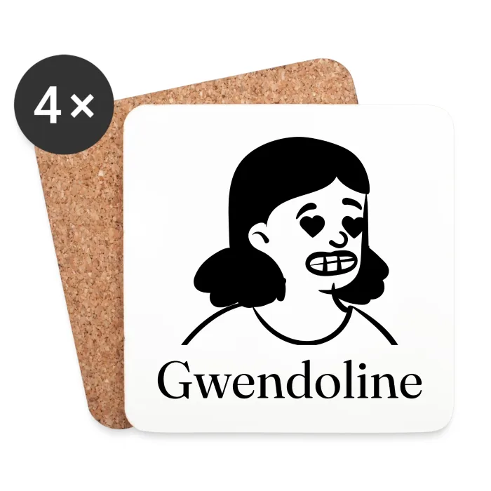 Lot de dessous de verre personnalisés au prénom Gwendoline