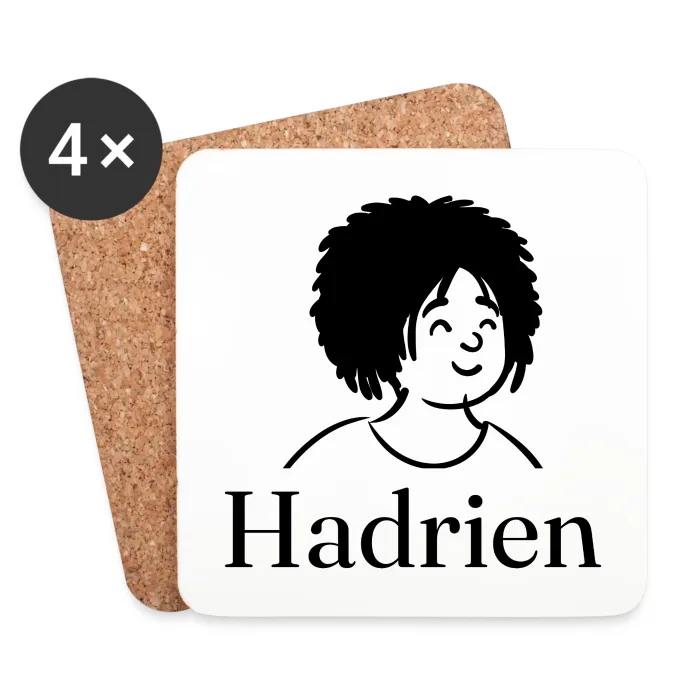 Lot de dessous de verre personnalisés au prénom Hadrien