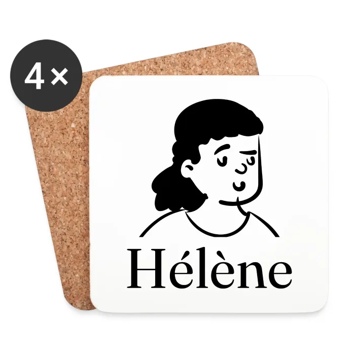 Lot de dessous de verre personnalisés au prénom Hélène