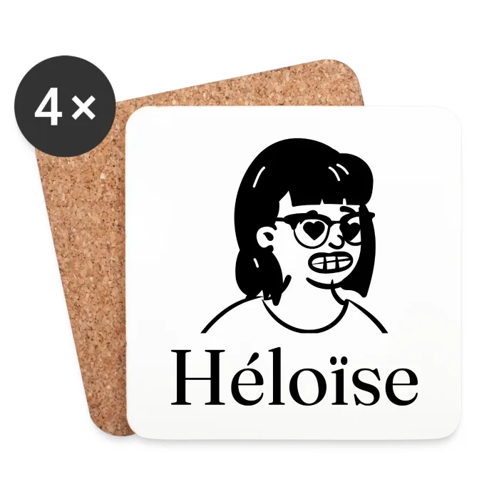 Lot de dessous de verre personnalisés au prénom Héloïse