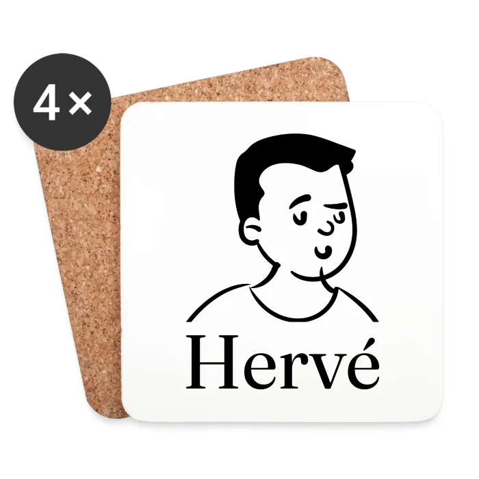 Lot de dessous de verre personnalisés au prénom Hervé