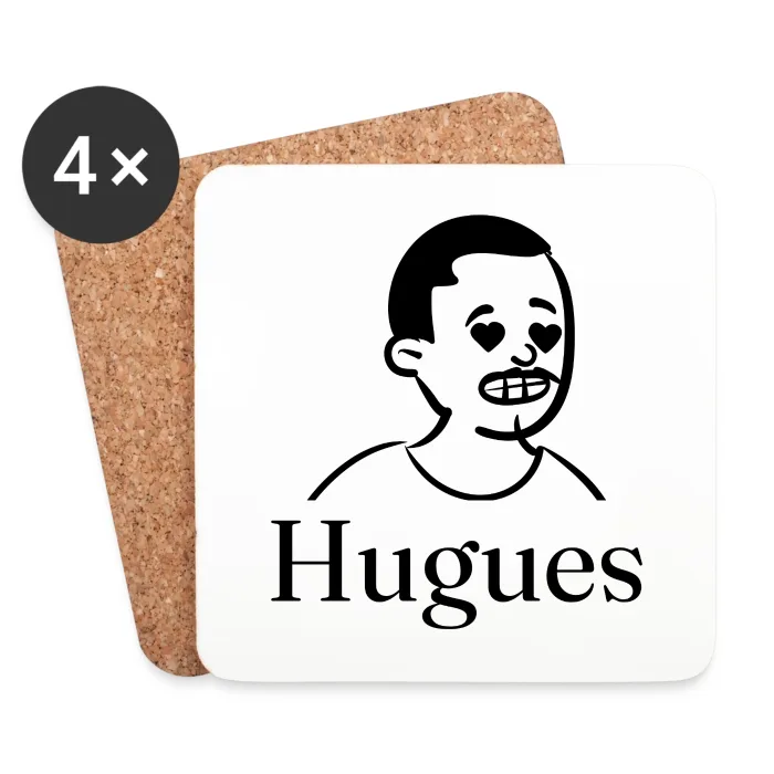 Lot de dessous de verre personnalisés au prénom Hugues