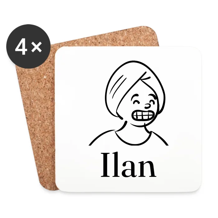 Lot de dessous de verre personnalisés au prénom Ilan