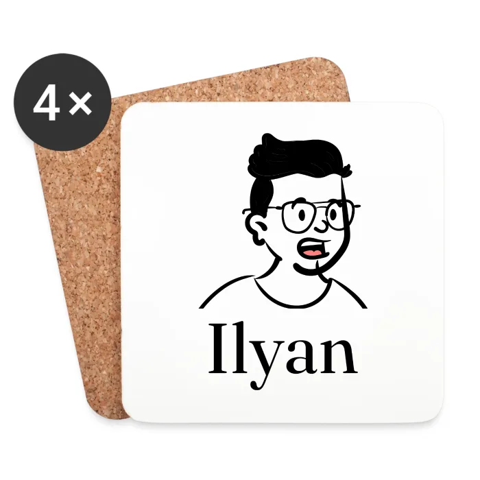 Lot de dessous de verre personnalisés au prénom Ilyan