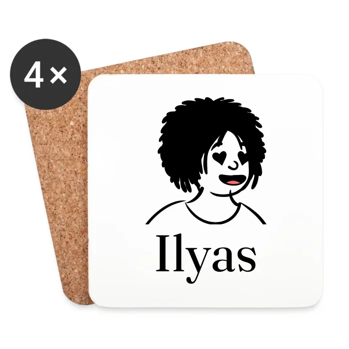 Lot de dessous de verre personnalisés au prénom Ilyas