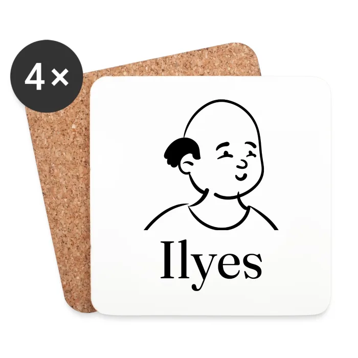 Lot de dessous de verre personnalisés au prénom Ilyes