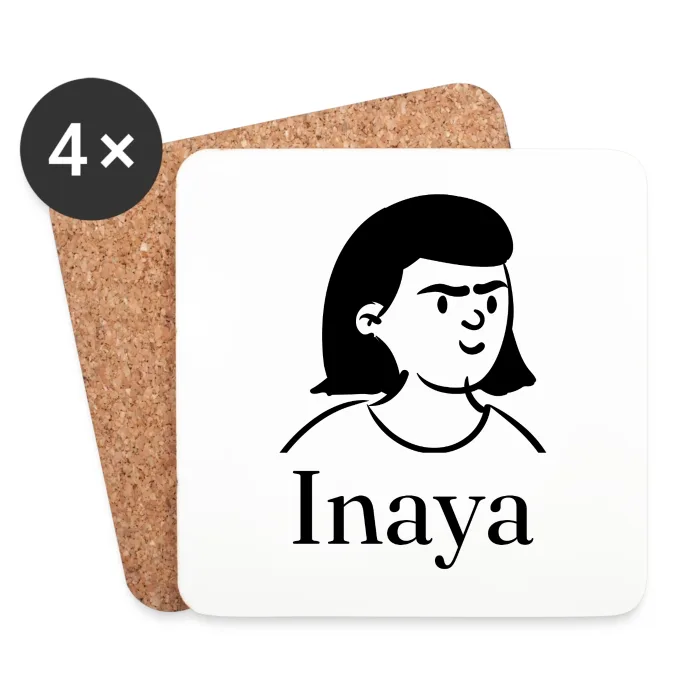 Lot de dessous de verre personnalisés au prénom Inaya