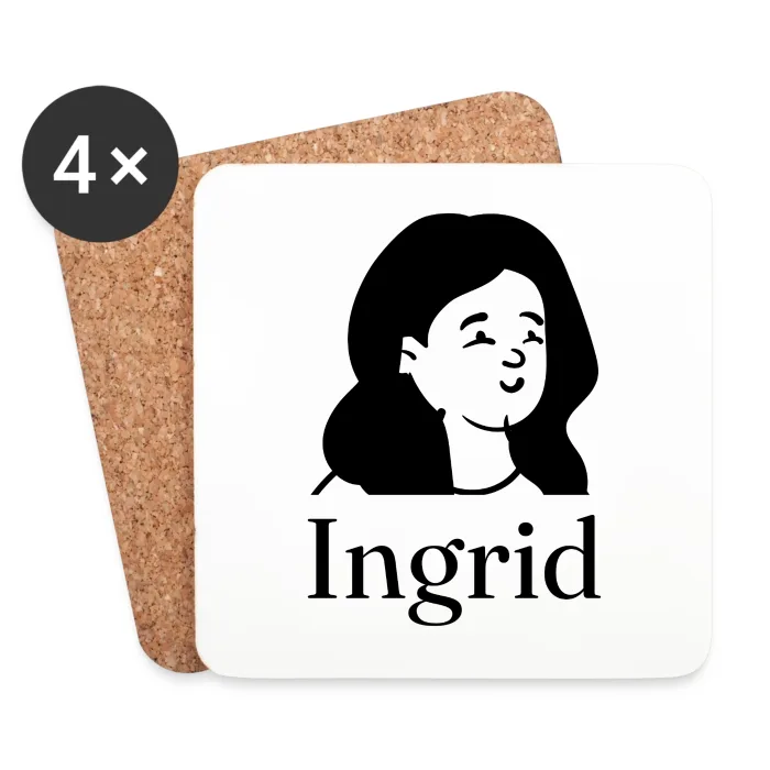 Lot de dessous de verre personnalisés au prénom Ingrid