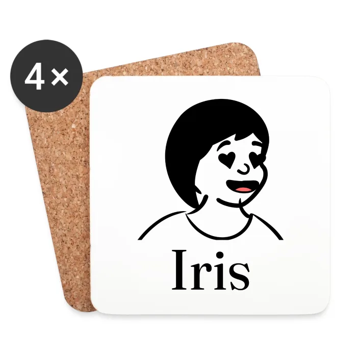 Lot de dessous de verre personnalisés au prénom Iris