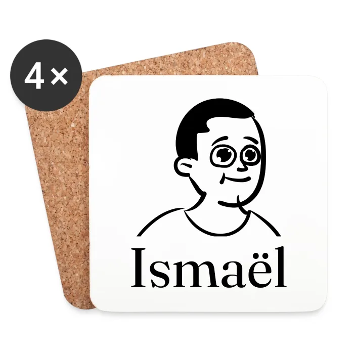 Lot de dessous de verre personnalisés au prénom Ismaël