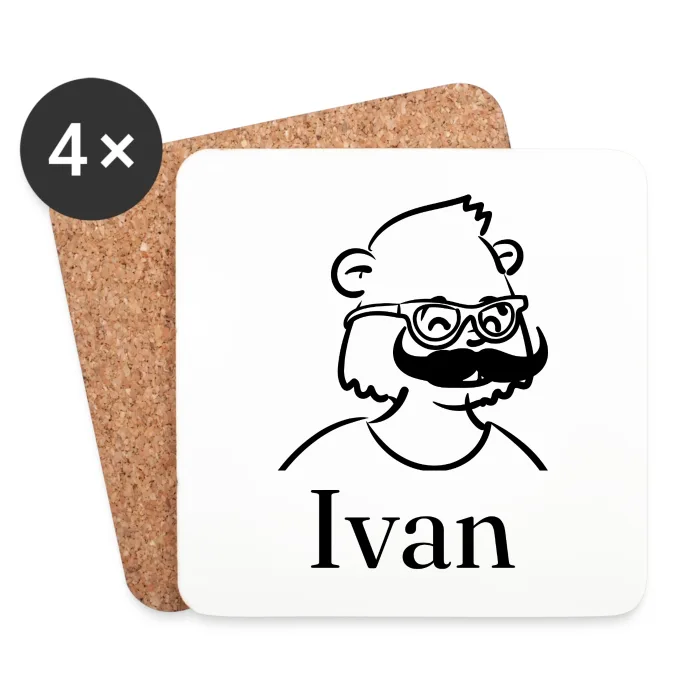 Lot de dessous de verre personnalisés au prénom Ivan