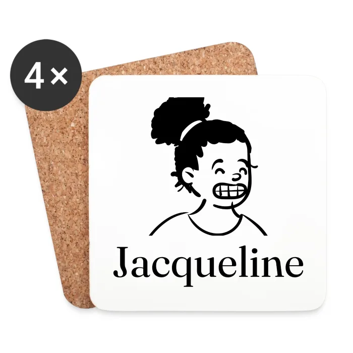 Lot de dessous de verre personnalisés au prénom Jacqueline