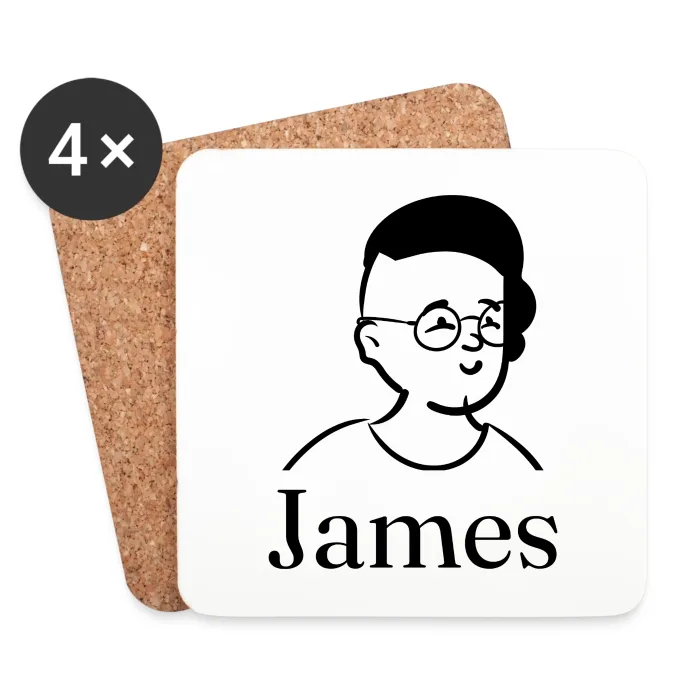 Lot de dessous de verre personnalisés au prénom James