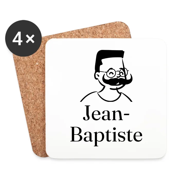 Lot de dessous de verre personnalisés au prénom Jean-Baptiste