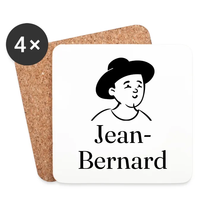 Lot de dessous de verre personnalisés au prénom Jean-Bernard