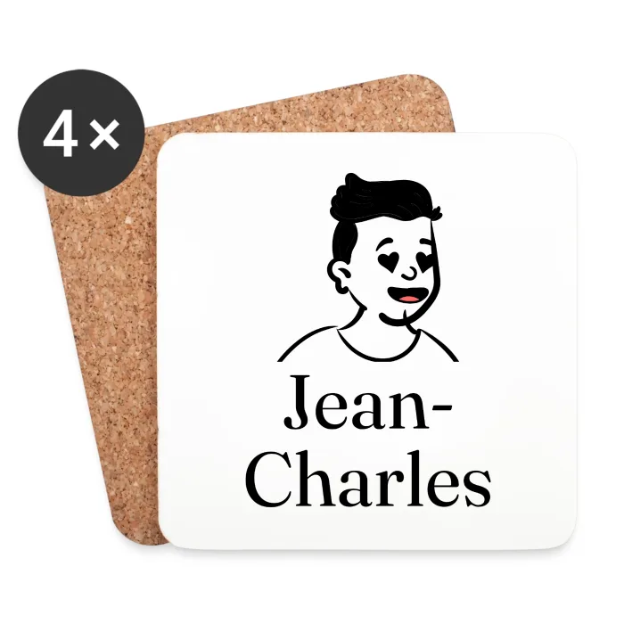 Lot de dessous de verre personnalisés au prénom Jean-Charles