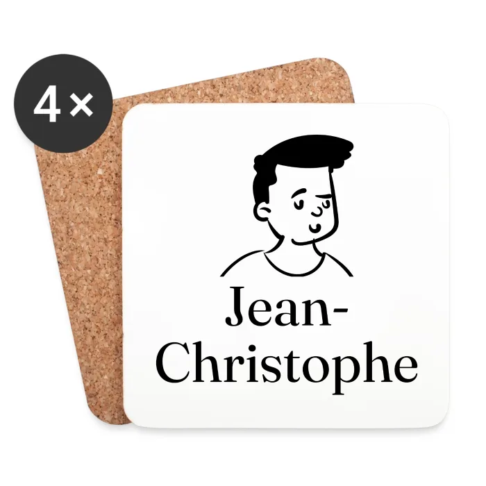 Lot de dessous de verre personnalisés au prénom Jean-Christophe
