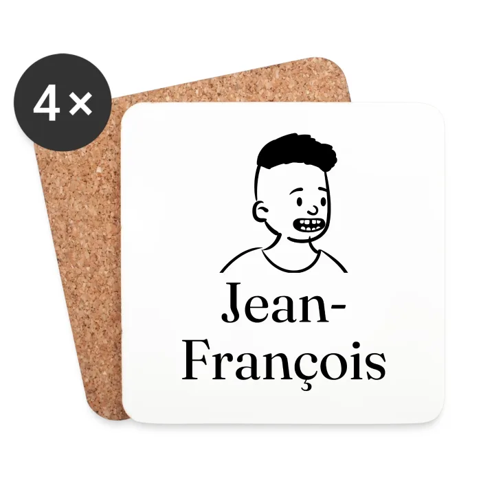 Lot de dessous de verre personnalisés au prénom Jean-François