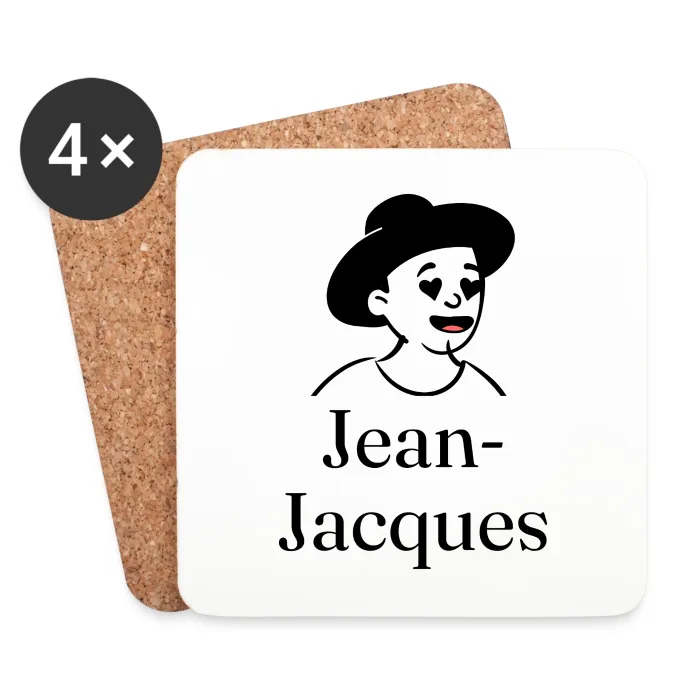 Lot de dessous de verre personnalisés au prénom Jean-Jacques