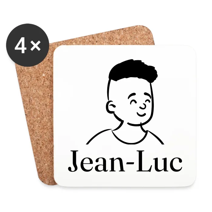 Lot de dessous de verre personnalisés au prénom Jean-Luc