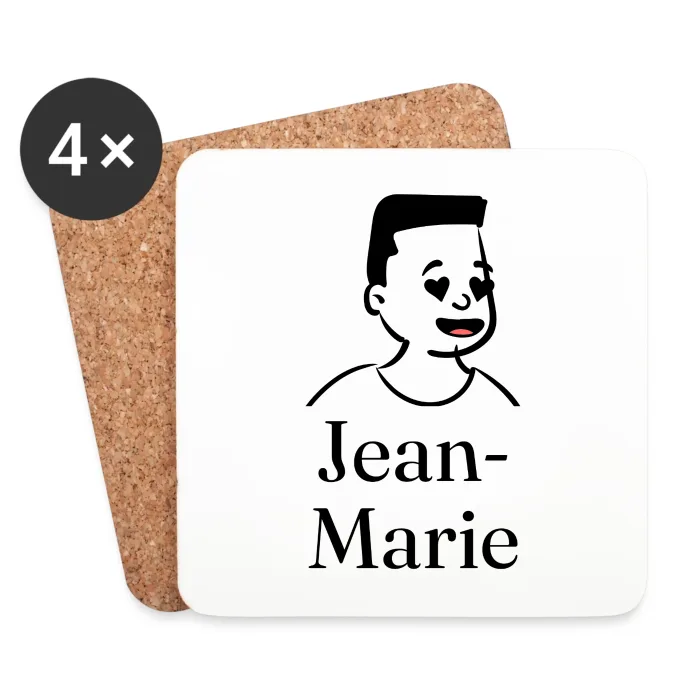 Lot de dessous de verre personnalisés au prénom Jean-Marie