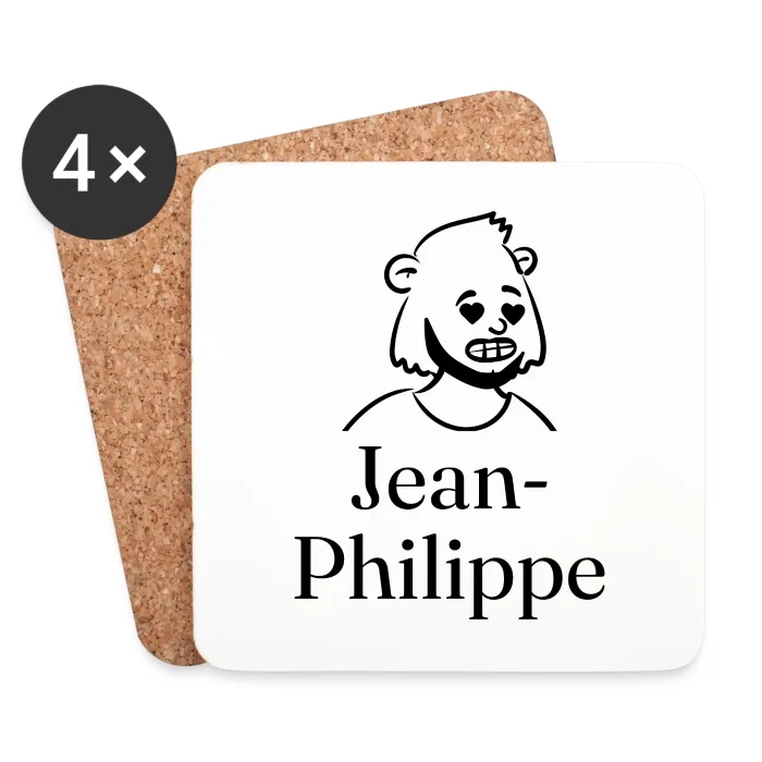 Lot de dessous de verre personnalisés au prénom Jean-Philippe