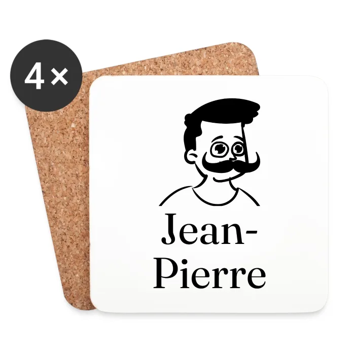 Lot de dessous de verre personnalisés au prénom Jean-Pierre