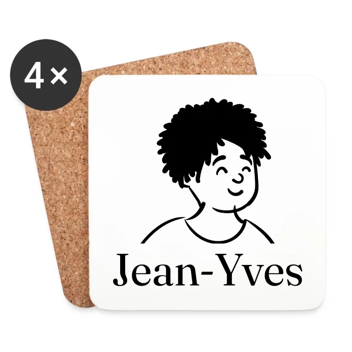 Lot de dessous de verre personnalisés au prénom Jean-Yves