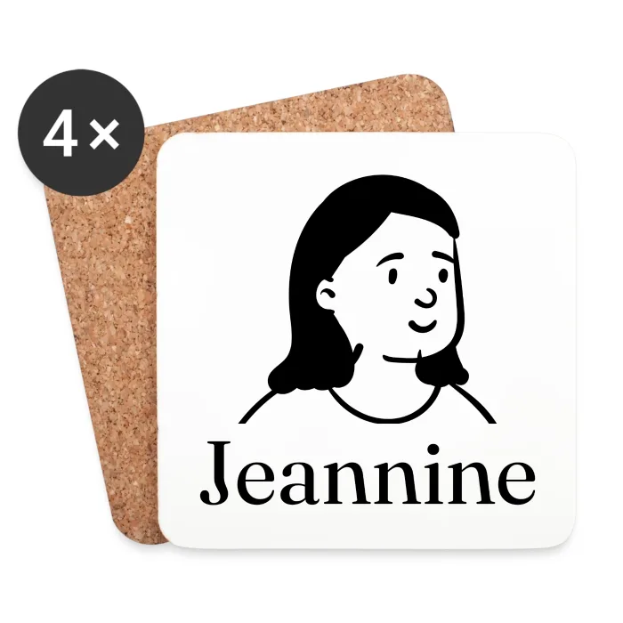 Lot de dessous de verre personnalisés au prénom Jeannine