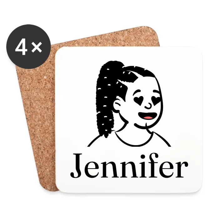 Lot de dessous de verre personnalisés au prénom Jennifer